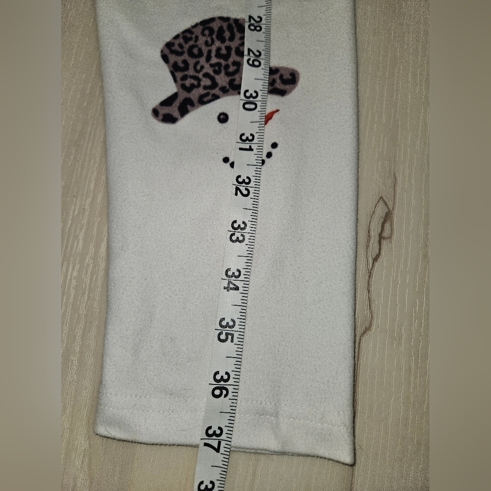 Snowman Print Fleece Lined Leggings Womens Med Winter Graphic Cozy Stretch Pants - Picture 6 of 9